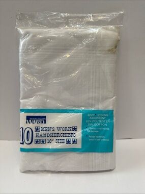 Montgomery Ward Men's Work Handkerchiefs - White (10 Pack) vintage new old stock